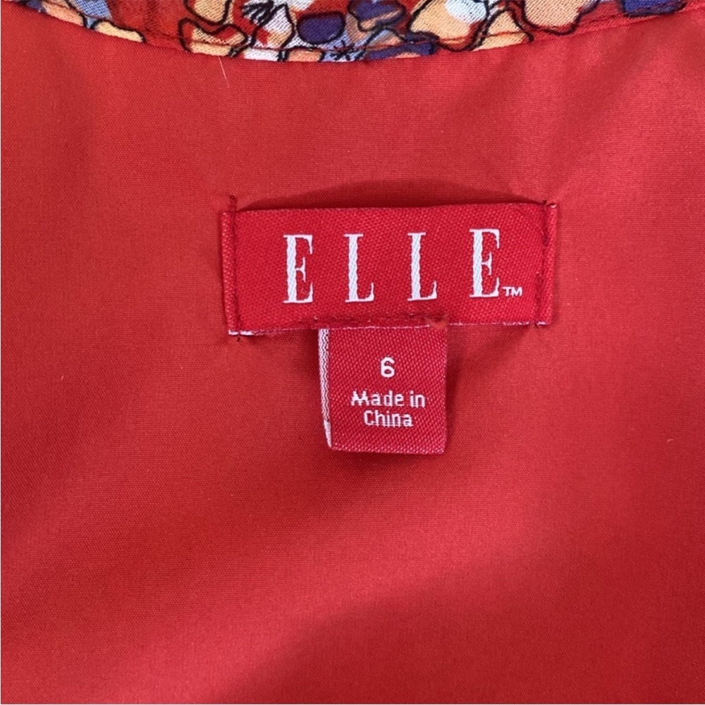 ELLE NWT Red Alert White Floral Halter Dress Belted Ruffle Dress,  Women’s Sz 6 - Picture 4 of 7